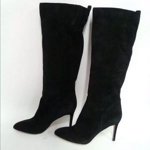 Suede pointy toe knee high boots
